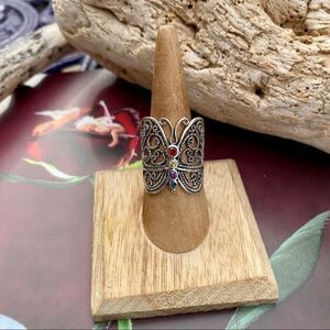 Sterling Silver Filigree CZ Butterfly Ring